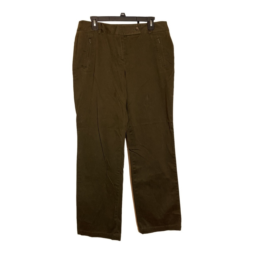 Talbots Cotton Flat Front Pants Slacks Trousers Zippered Pockets Size 10 - Picture 1 of 16